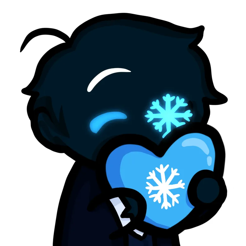 Winty holding a blue heart