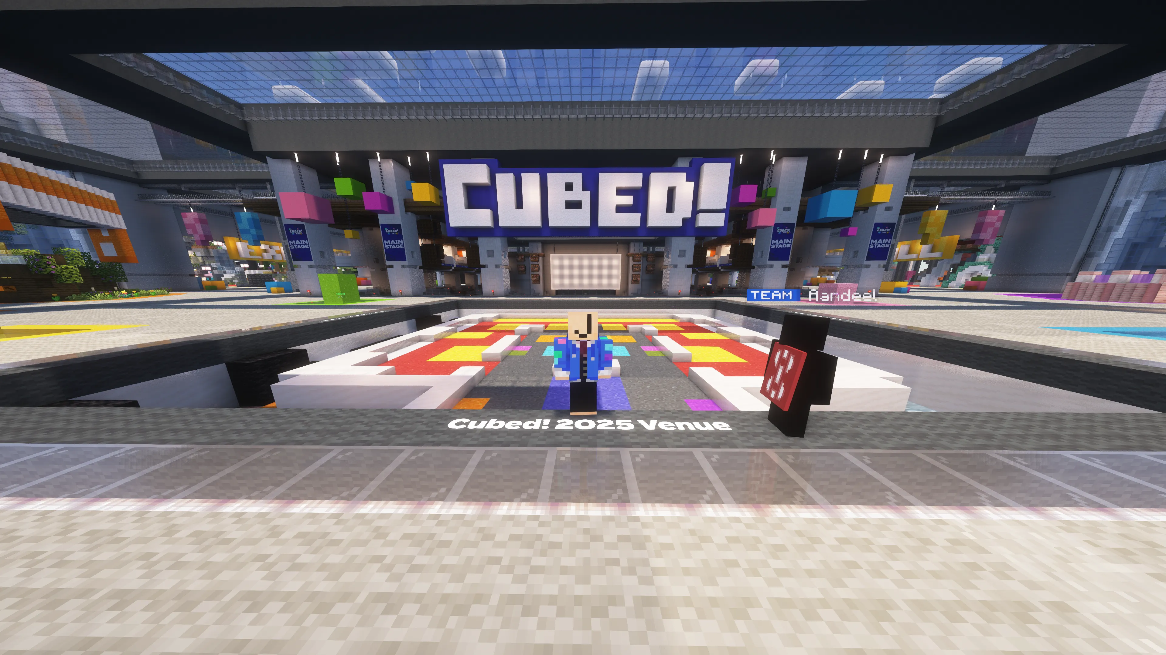 The Cubed! 2025 venue entrance in Minecraft