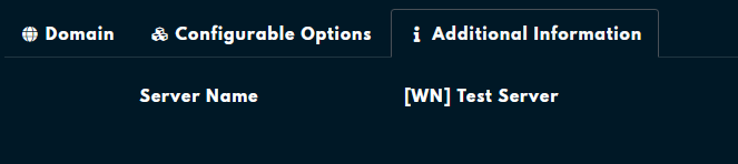 The Additional Information tab on a service in the Client Area