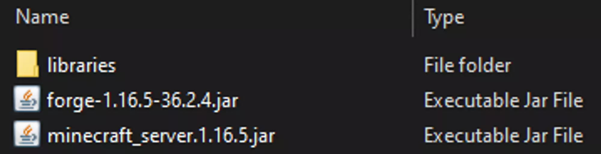 The files needed to run a Forge server