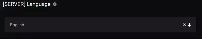The "Language" pane with the default value of "English" selected.