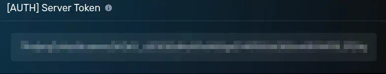 The "Server Token" pane with a populated and obscured field.
