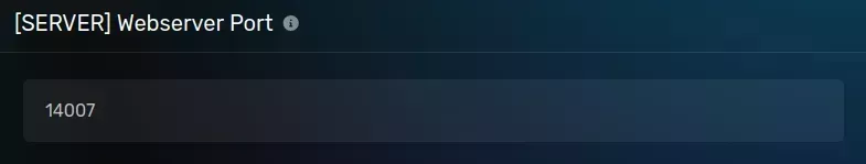 The "Webserver Port" pane with an auto-populated port.