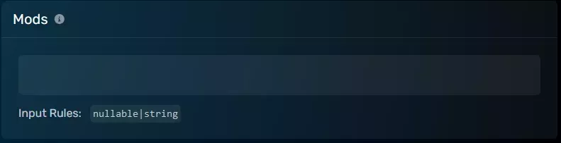The Mods server option with an empty value