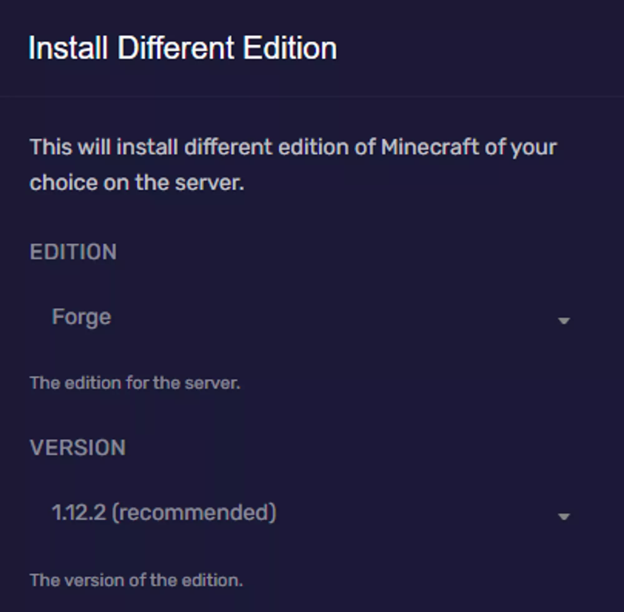 The Install Different Edition Modal in the GCP
