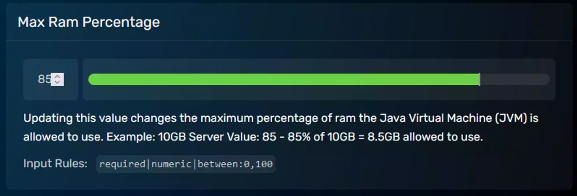 The Max Ram Percentage server options