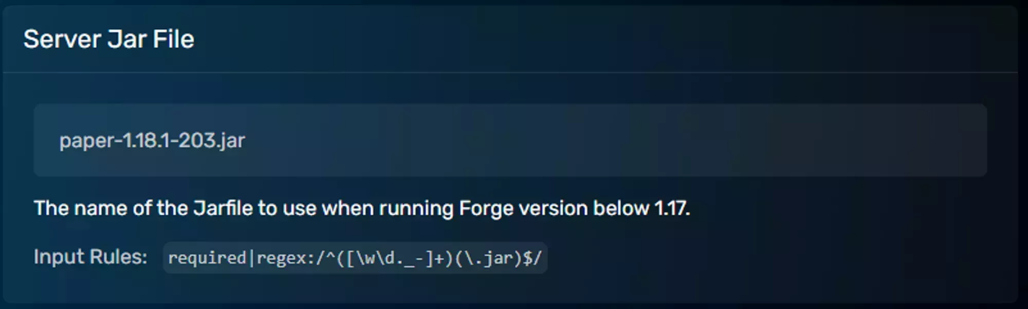 The Server Jar File Startup Parameter