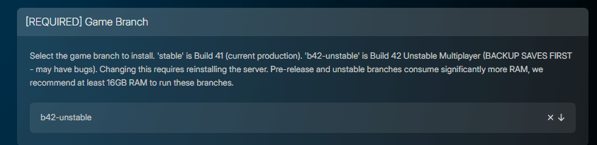 The Game Branch startup parameters