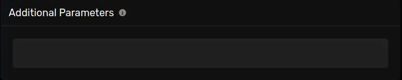 The "Additional Parameters" modal with blank default value, located on the server options page of the server page.