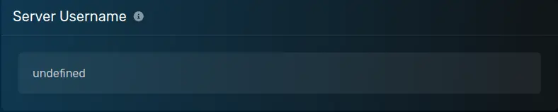 The "Server Username" modal with a default value of [undefined], located on the server options page of the server page.