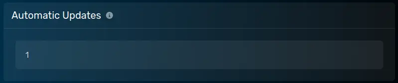 The "Automatic Updates" panel with the default value of 1, located on the server options tab.