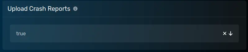 The "Upload Crash Reports" panel with a default of true, located on the server options tab.