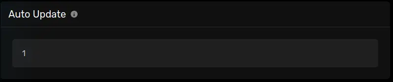 The "Auto Update" panel with its default value of "1", located on the server options tab.